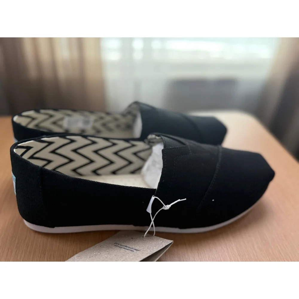 Toms Womens Alpargata Classic BLACK Canvas Slip-On Sneakers SZ 9 W